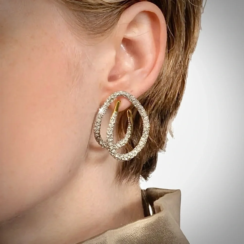 ALEXIS BITTAR Solanales Double Loop Crystal & Gold Post Earrings - BRAND NEW